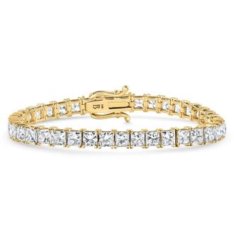 Pompeii3 16.30Ct Princess Cut Diamond 7 Tennis Bracelet 14k Gold Lab Grown