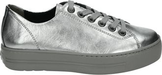 Paul Green Sportieve Lage Zilveren Sneakers - Dames - Sneakers - Grijs - 40 1/2 EU - Leer - Schoenen