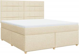 vidaXL Cama Box Spring Con Colch&oacute;n Tela Color Crema 180x200 Cm Vidaxl