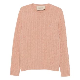 Valentino VLogo Signature Trui met Ronde Hals - Heren - Truien - Roze - Maat: M Wol