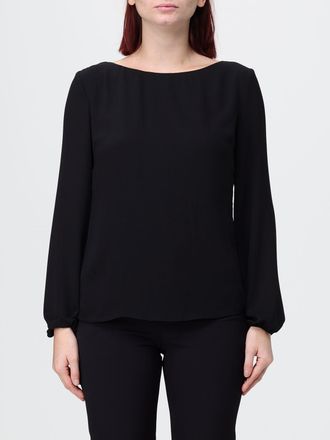 Hanita Satin Blouse with Long Sleeves and V-Back Neckline
