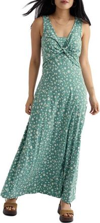 Seasalt Cornwall May Apple Floral Stretch Cotton Maxi Dress in Sea Spray Floral Sardine at Nordstrom, Size 18