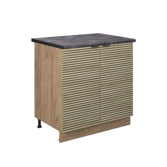 Vicco Armario Bajo Para Fregadero Fame-line, Panel De Roble, 80 Cm Con Estante, Et Antracita Vicco