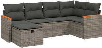 vidaXL Set De Muebles De Jard&iacute;n 6 Pzas Y Cojines Rat&aacute;n Sint&eacute;tico Gris Vidaxl