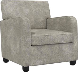 vidaXL Sill&oacute;n Gris Claro Cuero De Suede Sint&eacute;tico Vidaxl