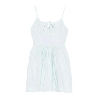 Rotate ROTATE Birger Christensen, Short Dresses, female, Blue, Size: XS Lace-up Mini Dress