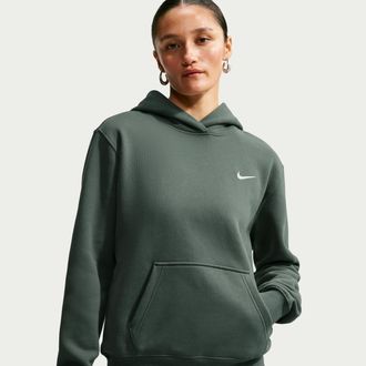 Nike Womens Studio Fleece Medium Weight Pullover Hoodie in Green | IR8301-303