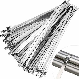 OEM Paquete De 100 Bridas De Acero Inoxidable (200 X 4,6 Mm) Con Autobloqueo Para El Hogar, La Oficina, El Garaje Y El Taller