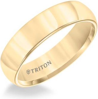 Triton 6MM Tungsten Carbide Ring with Domed Bright Finish and Round Edge in Metallic Gold at Nordstrom, Size 11.5