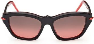 Christian Louboutin 53mm Gradient Butterfly Sunglasses in Black/Red Gold Metal at Nordstrom