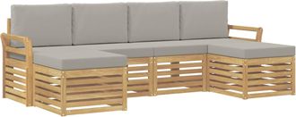 vidaXL Conjunto De Sof&aacute;s De Exterior 6 Uds. Blanco Y Gris Claro Vidaxl