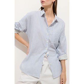 Alex Mill Jo Stripe Shirt in Ivory /Blue Stripe at Nordstrom, Size X-Large