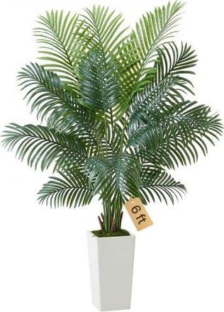 OEM Palmera Areca Artificial De 1829 Mm, Planta Tropical De Imitaci&oacute;n Con Maceta Alta Blanca, Pe, Para Decoraci&oacute;n De Hogar, Oficina, Sala De Estar, Inaugu