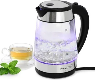 MegaChef 1.8 Quart Glass and Stainless Steel Electric Tea Kettle in Grey at Nordstrom