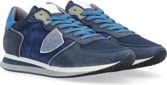 Philippe Model Mens Tropez X Low Daim Sneakers In Mixage Blue