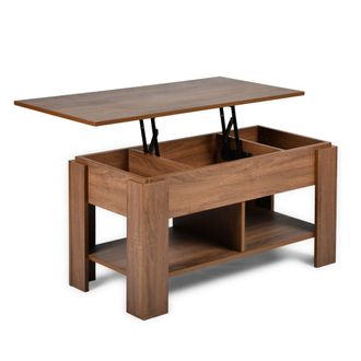 Urban Meuble Mesa de centro con tapa elevable efecto madera y marr&oacute;n 96*50