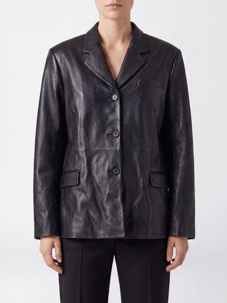 Magda Butrym Single-Breasted Sheepskin Leather Blazer with Flap Pockets