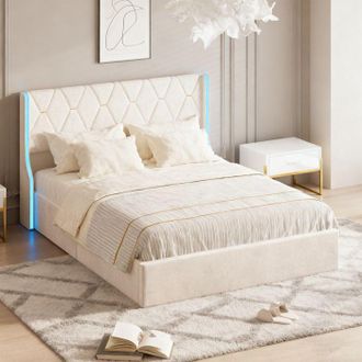 OEM Cama Cofre 160 X 200 Cm Con Somier-pocketpop-cama Doble De Almacenamiento Con Led-cama Hidr&aacute;ulica 160 X 200 Con Almacenamiento Debajo De La Cama
