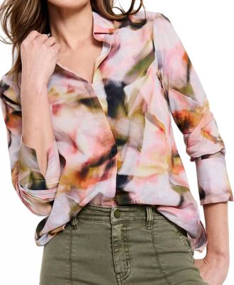 Nic+Zoe Smoky Petals Shirt In Pink Multi