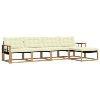 vidaXL Conjunto De Sof&aacute;s De Exterior Con Coj&iacute;n 5 Pcs Blanco Y Crema Vidaxl
