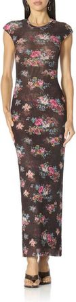 AFRM Mylo Print Mesh Maxi Dress in Java Snake Floral at Nordstrom, Size X-Large