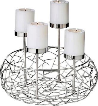 Edzard Hochwertiger Design Adventskranz Milano Up &oslash; 30 cm - Edelstahl gl&auml;nzend vernickelt