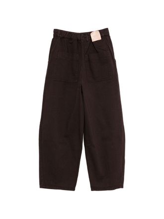 Alysi Cotton Wide-Leg Trousers - Brown