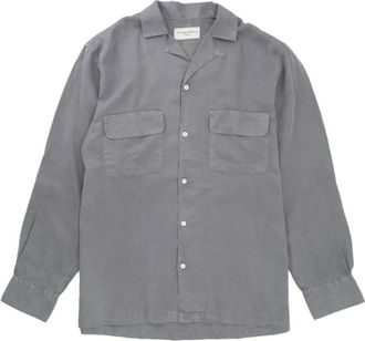Officine G&eacute;n&eacute;rale Casual Shirts, male, Gray, XL, Grey Camp Shirt with Long Sleeves