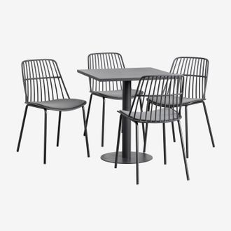 Sklum Sklum - Set De Mesa Cuadrada 70x70 Cm Mizzi Y 4 Sillas De Jard&iacute;n Maeba