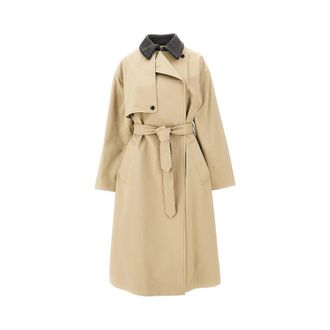Bottega Veneta Gabardine trench coat with nappa collar Woman 38
