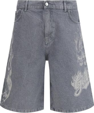 GCDS Grey Relaxed Logo Shorts