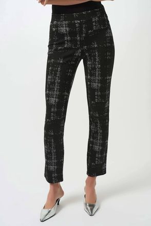 Joseph Ribkoff Plaid Pull On Pant In Black/ Off White