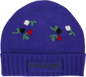 Marni Geborduurde Muts - Dames - Accessoires - Blauw - Maat: M Wol