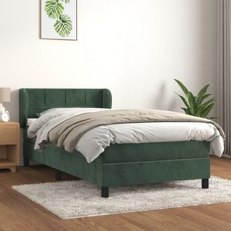 vidaXL Cama Box Spring Con Colch&oacute;n Terciopelo Verde Oscuro 100x200 Cm Vidaxl
