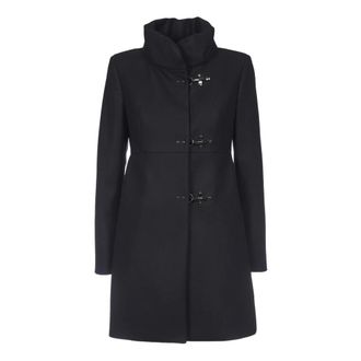 Fay Single-Breasted Coats, female, Black, Size: XS Romantic Black Coat