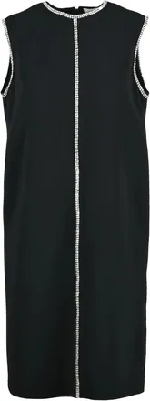 Sportmax Sleeveless Black Viscose Stretch Dress with Rhinestone Embellishments