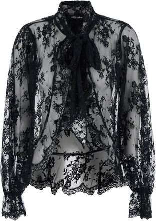 Retrof&ecirc;te Blusa con fiocco - Nero