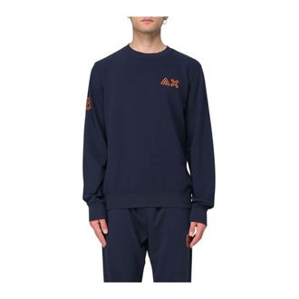 Sun 68 Sweatshirts, male, Blue, Size: 2XL Crew Neck Sweatshirt Long Sleeves