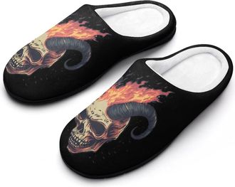 Generic Skull Goat Womens Slippers Warm House Slippers Indoor House Shoes with Anti-Skid Rubber Sole