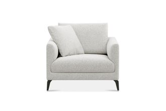 Castlery Lena Armchair Customized, (Performance Boucle) Light Grey (Matte Black Legs), Spill Resistant, Removable Covers for Castlery