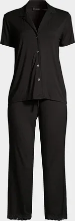 Natori Feathers Essentials Lace-Trim Jersey Pajama Set