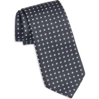 BOSS Micropattern Silk & Wool Blend Tie Treated with antimicrobial technology to keep you feeling fresh and dry in Dark Blue at Nordstrom Rack