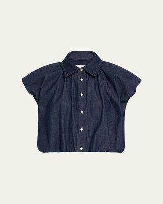 Frame Denim The Shell Bubble-Sleeve Top