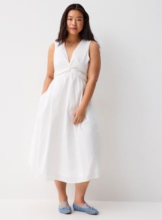 Twik Womens Twisted poplin midi dress