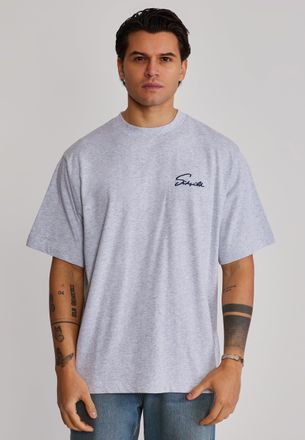 Siksilk Mens Grey Marl Script T-Shirt XXL