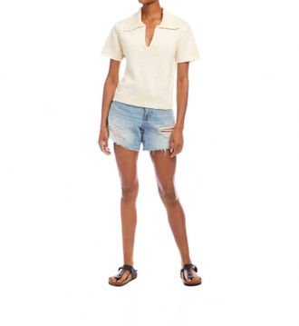Fifteen Twenty Evie Knit Polo Top In Cream