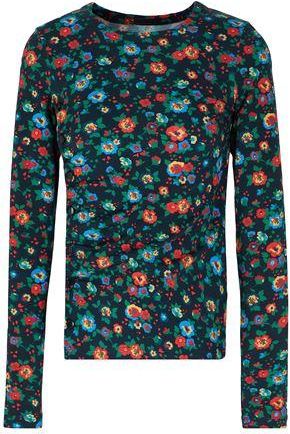 8 by YOOX PRINTED JERSEY TOP WITH SIDE BUTTONS