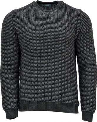 Zanone Ronde hals gekweek - Heren - Ronde hals truien - Groen - 2XL - Truien & Vesten