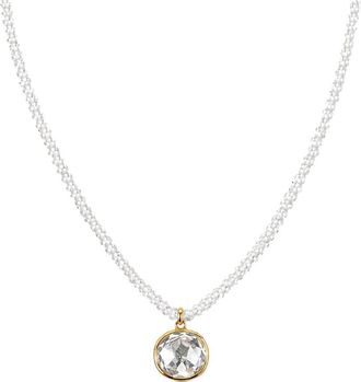 Jewelmak 14K White Topaz Necklace