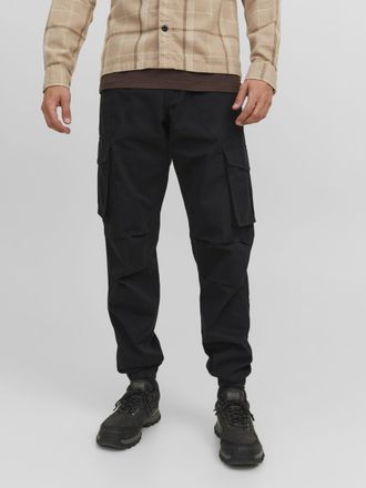 Jack & Jones Cargohose JACK & JONES JPSTKANE NOAH CUFFED CARGO NOOS, Herren, Gr. XXL, N-Gr, schwarz, Web, Obermaterial: 98% Baumwolle, 2% Elasthan, unifarben, rela